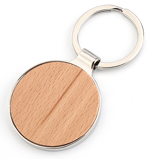 Premium Steel & Wood Keychain (circular)